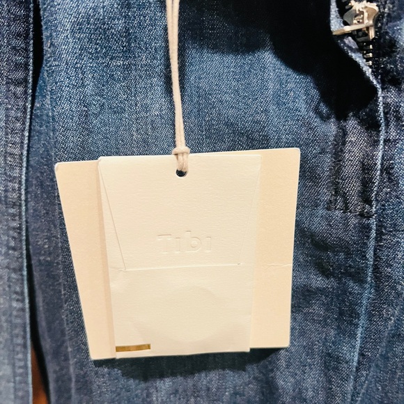 Tibi Light Weight Stone Wash Sculpted Dress Dark Enzyme Wash Size 6 NWT - Picture 15 of 16